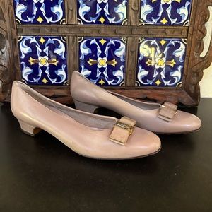 SOLD Salvatore Ferragamo taupe kitten heels